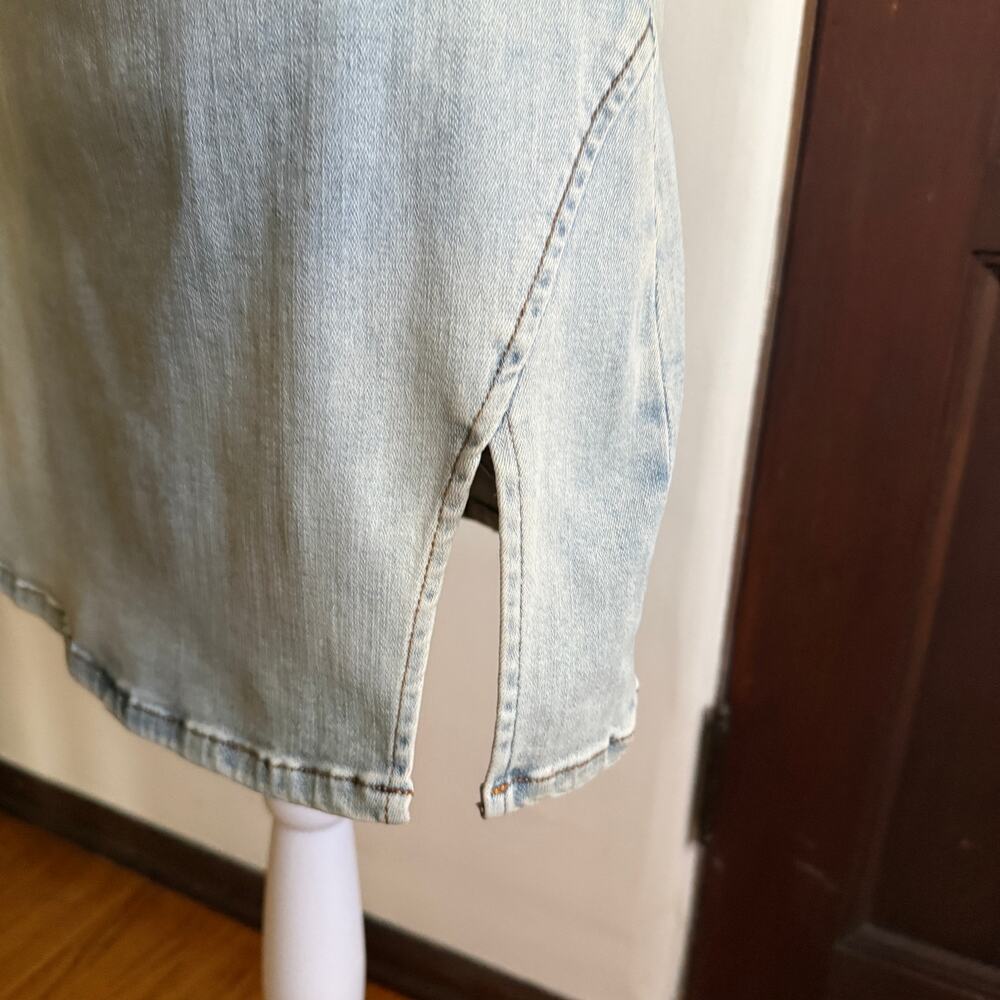 SER.O.YA Sage Denim Halter Mini Dress Slit in Skylight | Medium BNWT - Picture 3 of 6
